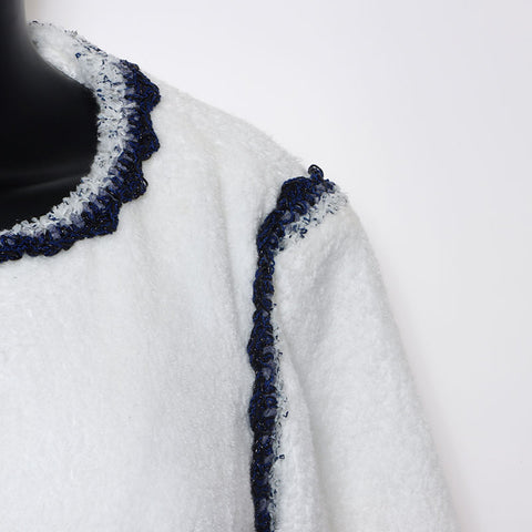 Chanel Pile Coco Button Chain Size:38 Jacket White WS10452