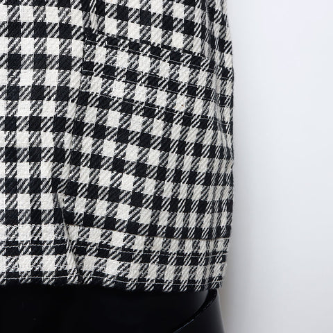 CHANEL 80s Gingham Check COCO Button Size:38 setup multicolor WS10453