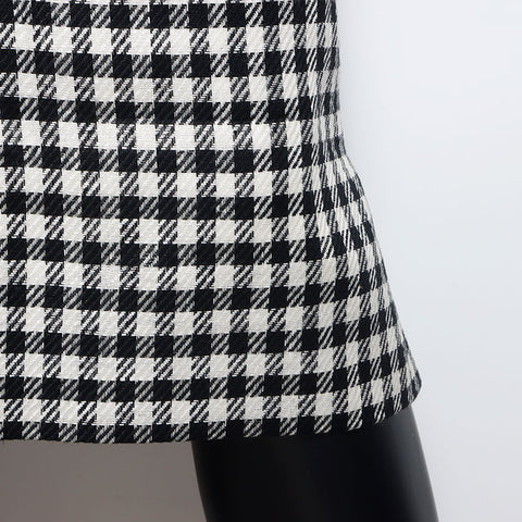 CHANEL 80s Gingham Check COCO Button Size:38 setup multicolor WS10453