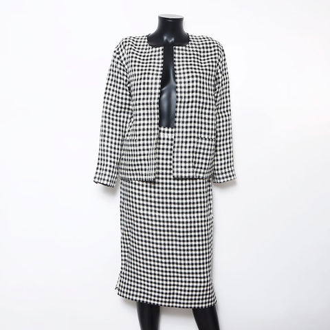 CHANEL 80s Gingham Check COCO Button Size:38 setup multicolor WS10453