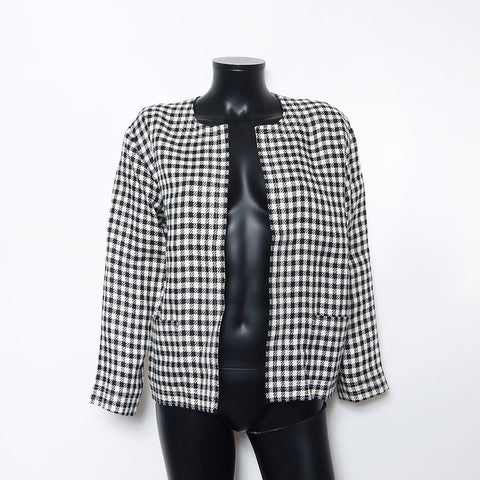 香奈儿香奈儿80年代格子检查可可按钮尺寸：38设置多色WS10453