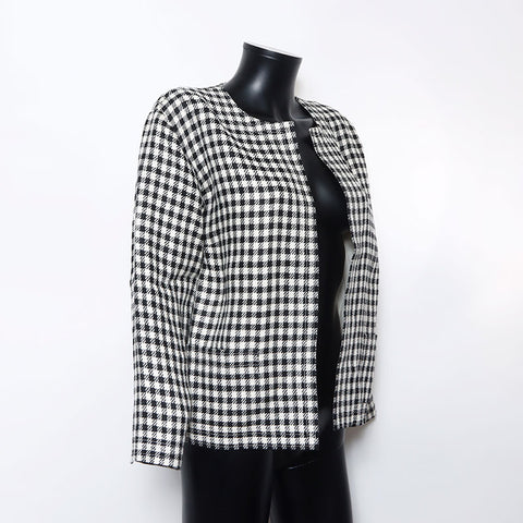 香奈儿香奈儿80年代格子检查可可按钮尺寸：38设置多色WS10453