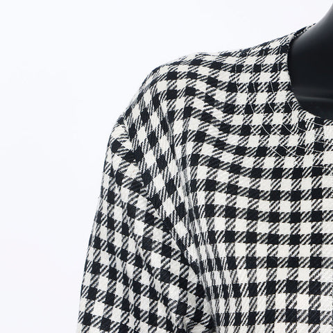 CHANEL 80s Gingham Check COCO Button Size:38 setup multicolor WS10453