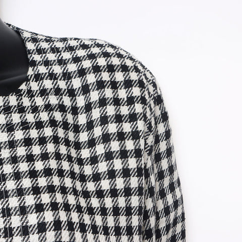 香奈儿香奈儿80年代格子检查可可按钮尺寸：38设置多色WS10453