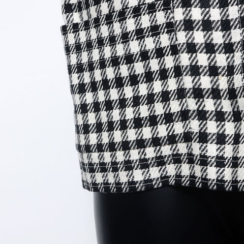 CHANEL 80s Gingham Check COCO Button Size:38 setup multicolor WS10453