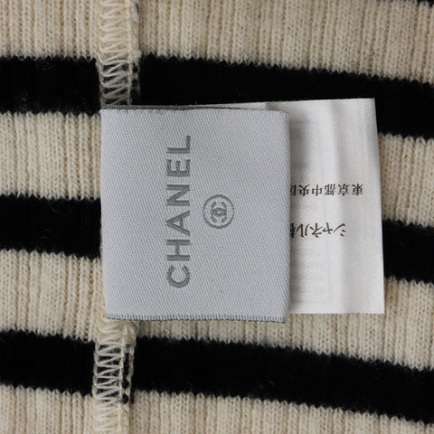 シャネル CHANEL ココマーク ボーダー タートルネック Size:34 セーター ホワイト WS10457