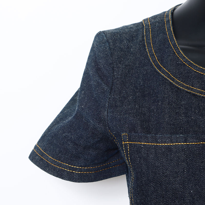 Chanel E97 Coco Mark Button Short Sleeve Size:36 Dress Blue
