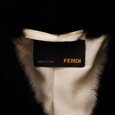 フェンディ FENDI フラワー パターン ファー 襟 ロング コート ベージュ WS10461