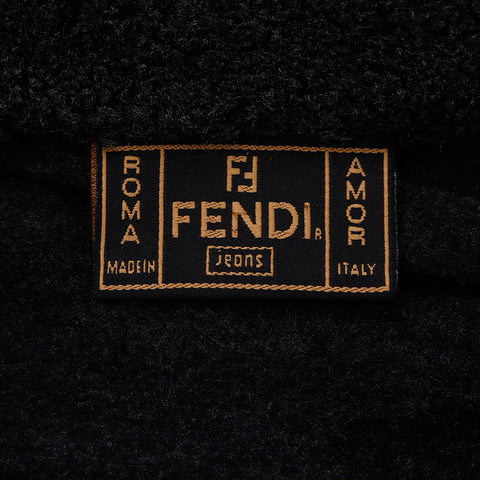 フェンディ FENDI Fendi JEANS 襟ボア ズッカボタン ニット セーター ブラック WS10465