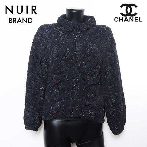 Chanel Caviar Design Zip Coco Button P44304 Jacket Black WS10466