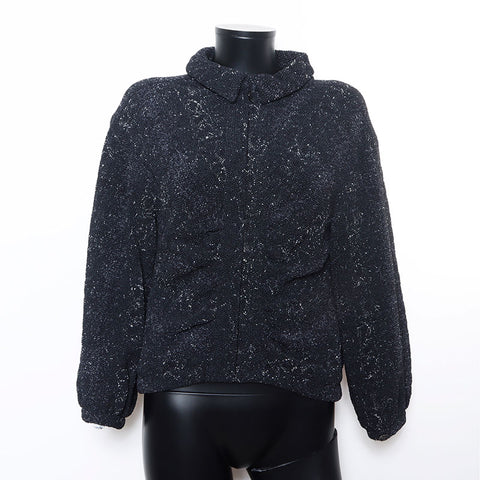 Chanel Caviar Design Zip Coco Button P44304 Jacket Black WS10466