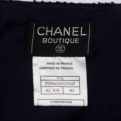 Chanel CHANEL 97A Coco Button Jacket 1997s Tweed Setup Navy WS10467