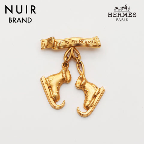 Hermes HERMES skate shoes brooch gold WS10477