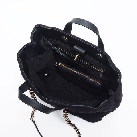 Chanel CHANEL 30th Pile Coco Mark Matelasse Tote Bag Black WS10480