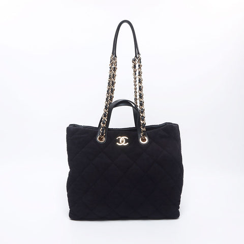 Chanel CHANEL 30th Pile Coco Mark Matelasse Tote Bag Black WS10480
