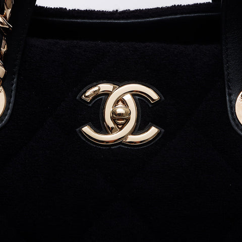 Chanel CHANEL 30th Pile Coco Mark Matelasse Tote Bag Black WS10480