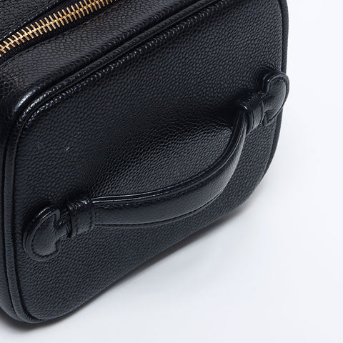 Chanel CHANEL No. 7 Coco Mark Caviar Skin Vanity Handbag Black WS10485