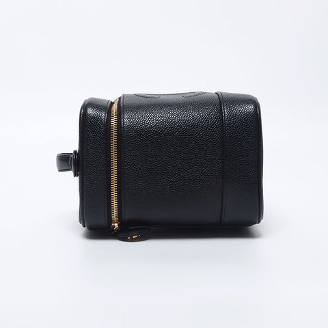 Chanel CHANEL No. 7 Coco Mark Caviar Skin Vanity Handbag Black WS10485