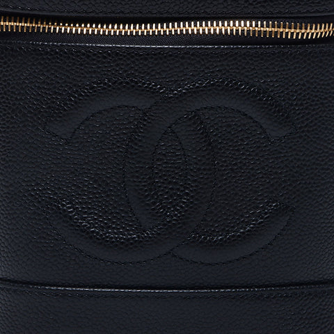 Chanel CHANEL No. 7 Coco Mark Caviar Skin Vanity Handbag Black WS10485