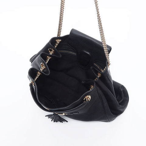 Gucci Chain 2way Shoulder Bag Horsebit Tote Bag Black WS10490
