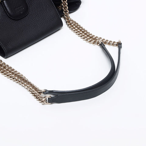 Gucci Chain 2way Shoulder Bag Horsebit Tote Bag Black WS10490