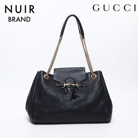 Gucci Chain 2way Shoulder Bag Horsebit Tote Bag Black WS10490
