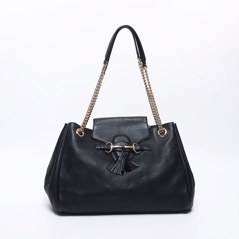 Gucci Chain 2way Shoulder Bag Horsebit Tote Bag Black WS10490