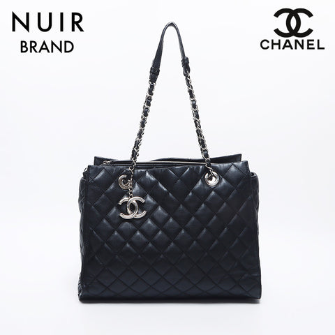 シャネル CHANEL ポーチ付き 19番台 マトラッセ ココマーク シルバー金具 チェーン トートバッグ ブラック WS10494