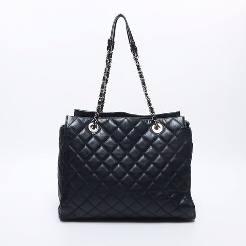 シャネル CHANEL ポーチ付き 19番台 マトラッセ ココマーク シルバー金具 チェーン トートバッグ ブラック WS10494