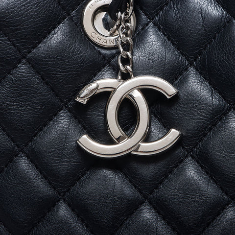 シャネル CHANEL ポーチ付き 19番台 マトラッセ ココマーク シルバー金具 チェーン トートバッグ ブラック WS10494