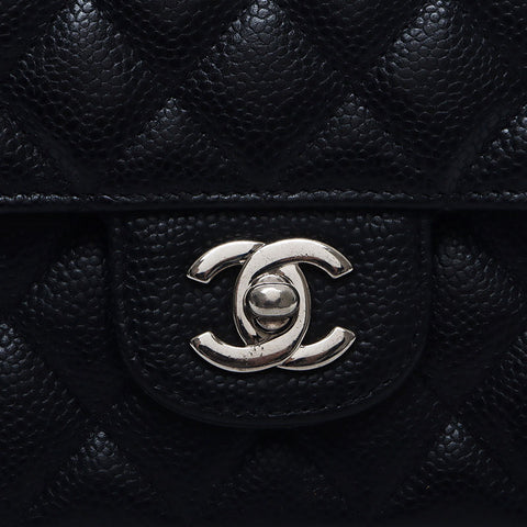 シャネル CHANEL 13番台 マトラッセ キャビアスキン シルバー金具 25cm ショルダーバッグ ブラック WS10495