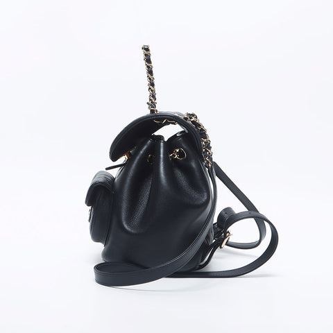 chanel black mini backpack Chanel CHANEL Matelasse Turnlock Chain Mini Backpack/Daypack Black WS1 – NUIR VINTAGE