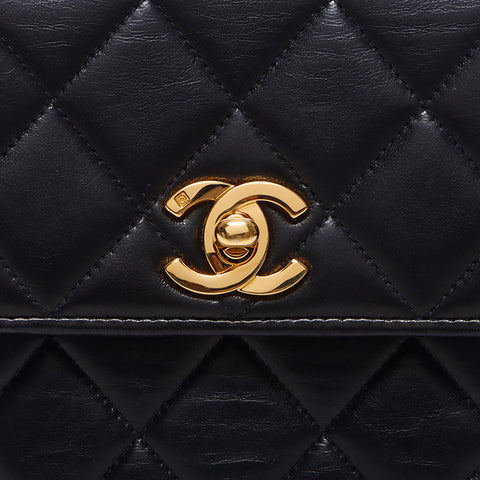 シャネル CHANEL 2番台 ミニマトラッセ チェーン ラムスキン ショルダーバッグ ブラック WS10499