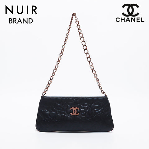 Chanel CHANEL No. 8 Camellia Chain Mini Pouch Leather Shoulder Bag Black WS10503