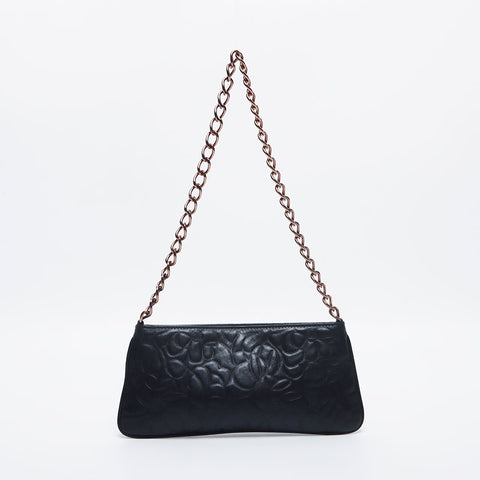 Chanel CHANEL No. 8 Camellia Chain Mini Pouch Leather Shoulder Bag Black WS10503