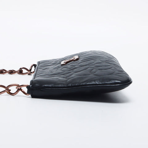 Chanel CHANEL No. 8 Camellia Chain Mini Pouch Leather Shoulder Bag Black WS10503