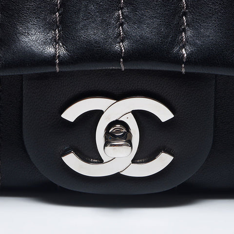 CHANEL Mademoiselle 银色金属链条10系列单肩包黑色 WS10513