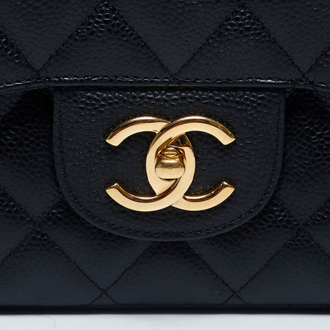 シャネル CHANEL 15番台 キャビアスキン ダブルフラップ Wチェーン マデカマトラッセ 34cm ショルダーバッグ ブラック WS10516