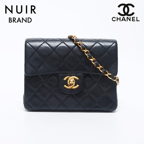 シャネル CHANEL 1番台 ラムスキン チェーン ミニマトラッセスクエア ショルダーバッグ ブラック WS10518