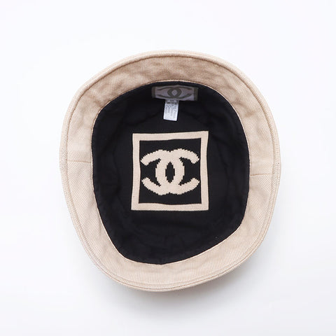 CHANEL Sports Line Cotton Bucket Hat Logo Size:M hat beige WS10519