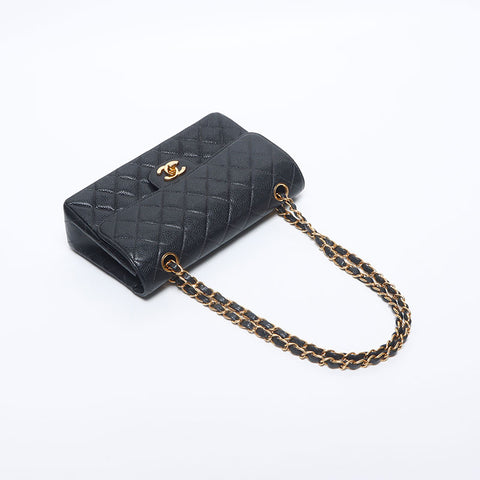 シャネル CHANEL ダブルフラップ ダブルチェーン マトラッセ 23cm 6番台 ショルダーバッグ ブラック WS10530