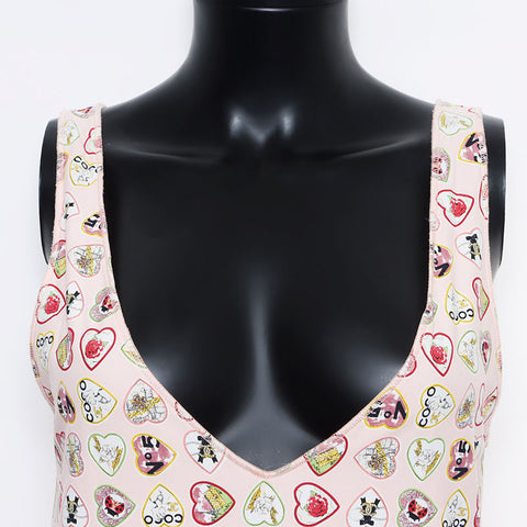 香奈儿香奈儿（Chanel Chanel）2006 06p情人节无袖棉花棉花图案可可大小：38连衣裙粉红色WS10532