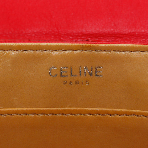 セリーヌ CELINE レザー ロゴ ヴィンテージ ハンドバッグ レッド WS10537