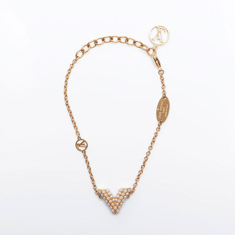 Louis Vuitton LOUIS VUITTON Essential V Pearl Bracelet Gold WS10541