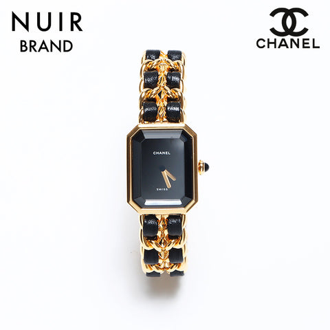 シャネル CHANEL プリミエールL 起動品 黒文字盤 20mm 腕時計 ブラック ゴールド WS10546