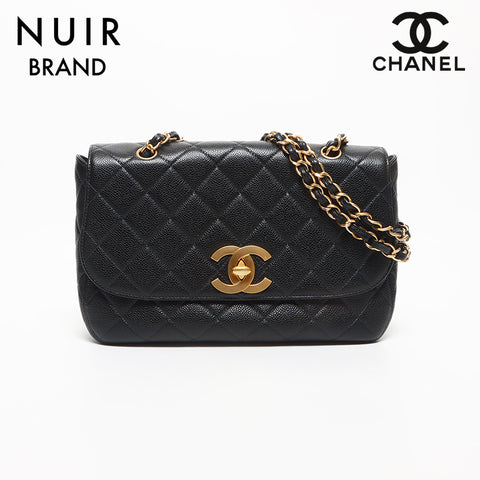 Chanel Chanel Nr. 6 Coco Mark Caviar Haut Umhängetasche Schwarz WS10550