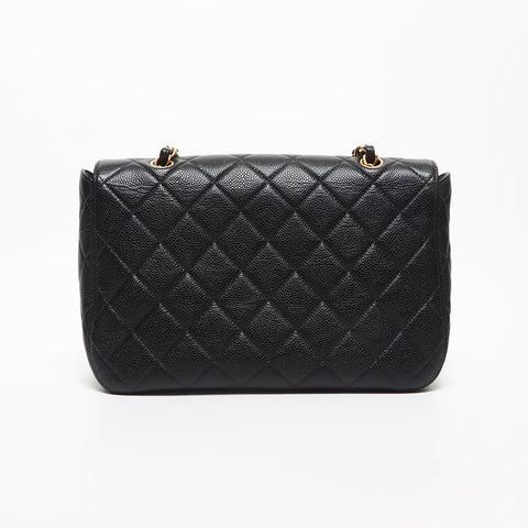 Chanel CHANEL No. 6 Coco Mark Caviar Skin Shoulder Bag Black WS10550