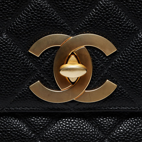 Chanel Chanel Nr. 6 Coco Mark Caviar Haut Umhängetasche Schwarz WS10550