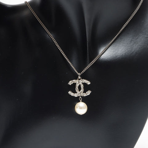 Chanel Chanel 2014 Coco Mark Perlen Halskette Silber WS10554