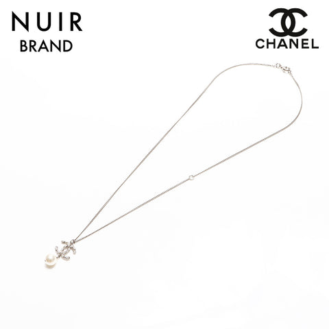 シャネル CHANEL 2014年 ココマーク パール ネックレス シルバー WS10554